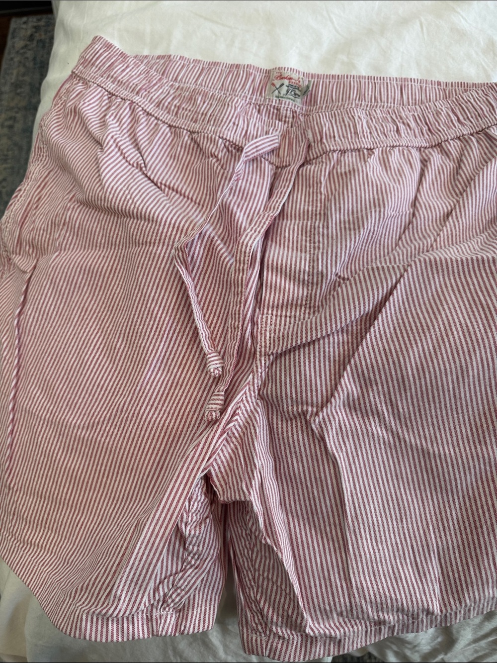 J Crew Oxford Pink and White Striped Drawstring Bermudas